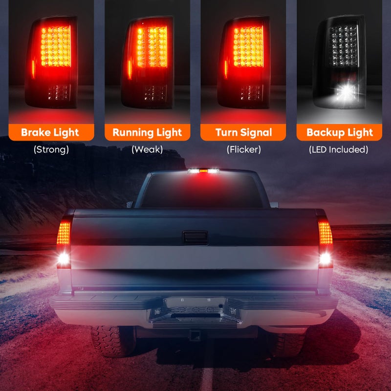 Tresound Tail Light + 3rd Brake Light for Dodge Ram 1500 2009-2010, Ram 2500 3500 2010, Ram 1500 2500 3500 2011-2018, NOT Compatible w/Original LED version, only fit Factory Halogen Model - Image 2