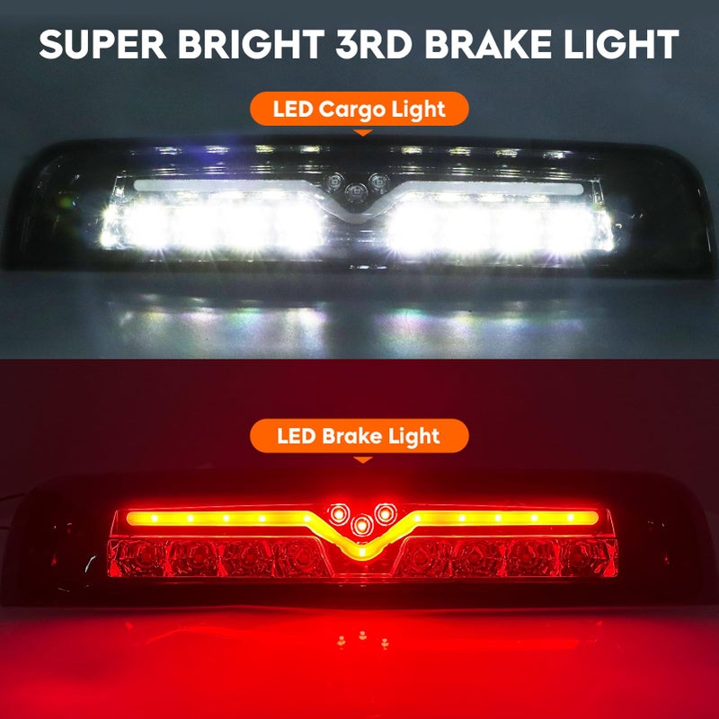 Tresound Tail Light + 3rd Brake Light for Dodge Ram 1500 2009-2010, Ram 2500 3500 2010, Ram 1500 2500 3500 2011-2018, NOT Compatible w/Original LED version, only fit Factory Halogen Model - Image 4