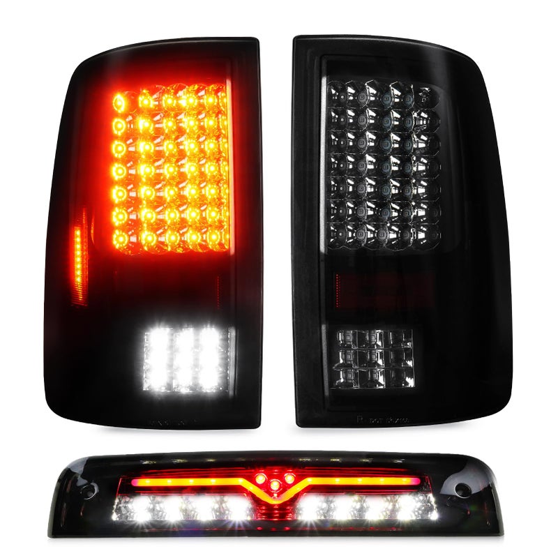 Tresound Tail Light + 3rd Brake Light for Dodge Ram 1500 2009-2010, Ram 2500 3500 2010, Ram 1500 2500 3500 2011-2018, NOT Compatible w/Original LED version, only fit Factory Halogen Model - Image 1