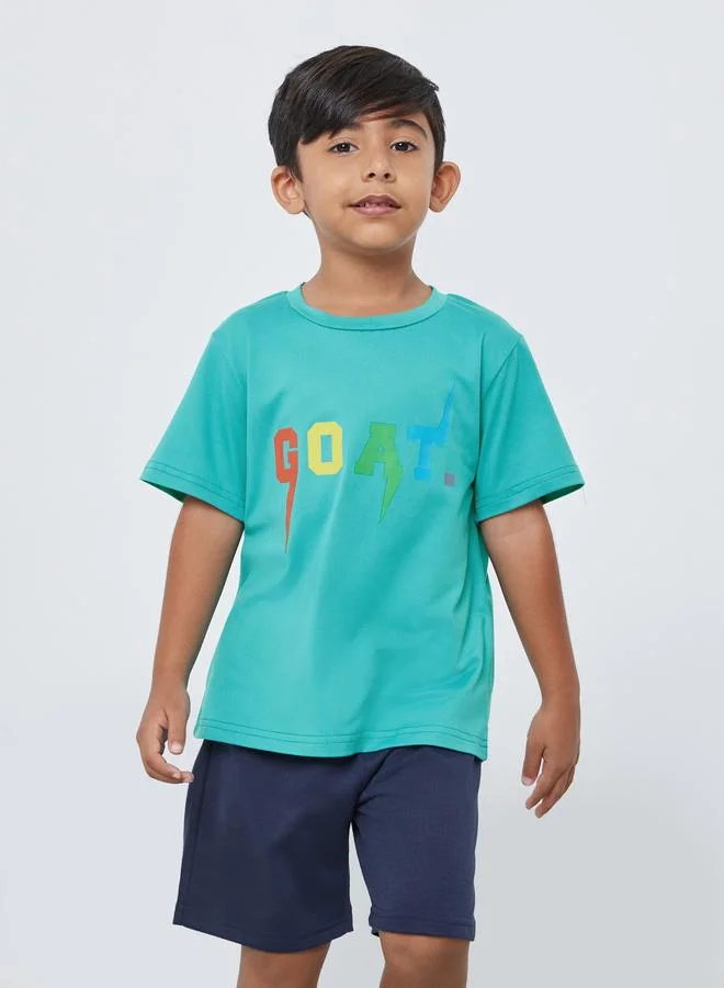 Styli Styli Boys Printed T-Shirt and Shorts Set