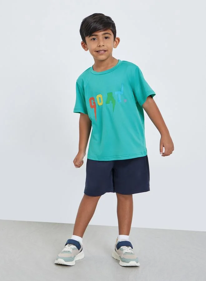 Styli Styli Boys Printed T-Shirt and Shorts Set