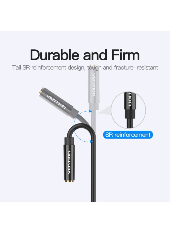 VENTION 2*3.5mm Male to 4 Pole 3.5mm Female Audio Cable 0.3M Black ABS Type Model # BBTBY - Image 4