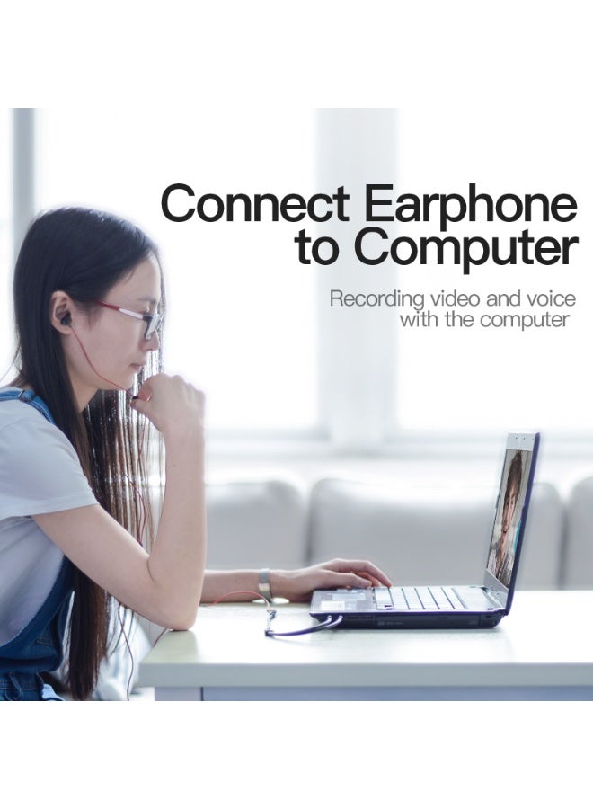 VENTION 2*3.5mm Male to 4 Pole 3.5mm Female Audio Cable 0.3M Black ABS Type Model # BBTBY - Image 3