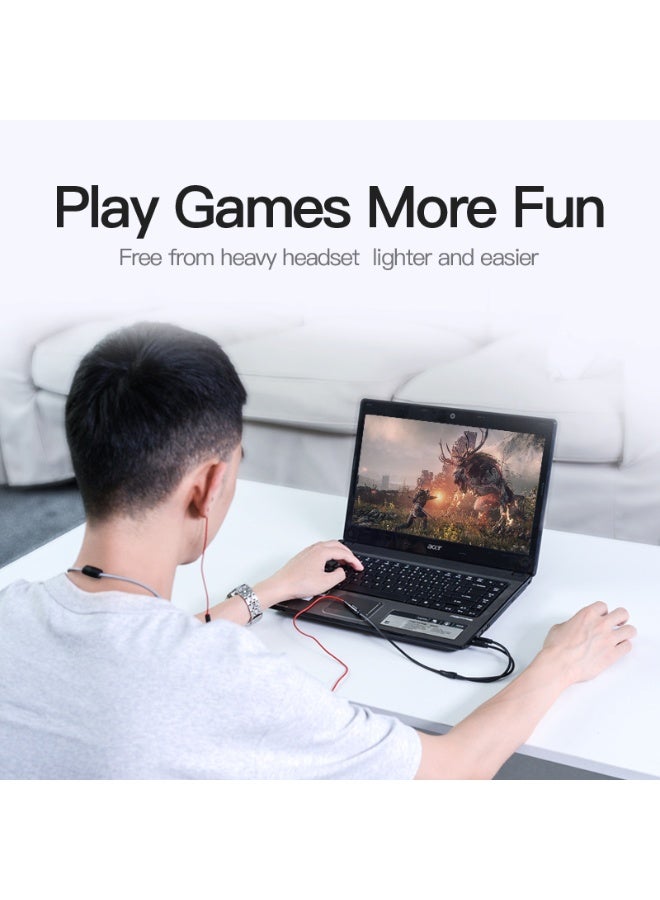 VENTION 2*3.5mm Male to 4 Pole 3.5mm Female Audio Cable 0.3M Black ABS Type Model # BBTBY - Image 2