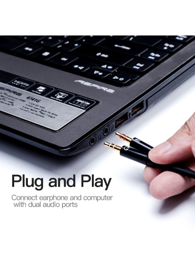 VENTION 2*3.5mm Male to 4 Pole 3.5mm Female Audio Cable 0.3M Black ABS Type Model # BBTBY - Image 5