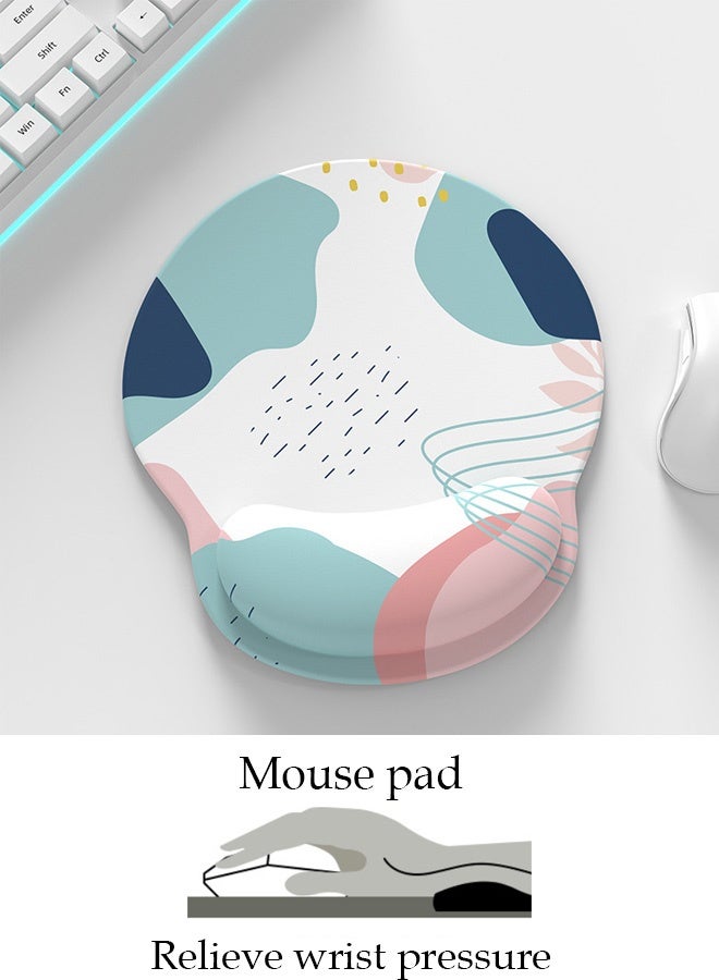 Mouse Pad with Wrist Rest, Comfortable Computer Mousepad with Gel Wrist Support Smooth Surface and Non-Slip PU Base for Pain Relief, Laptop, Office & Home (Mondrian Color) - Image 1