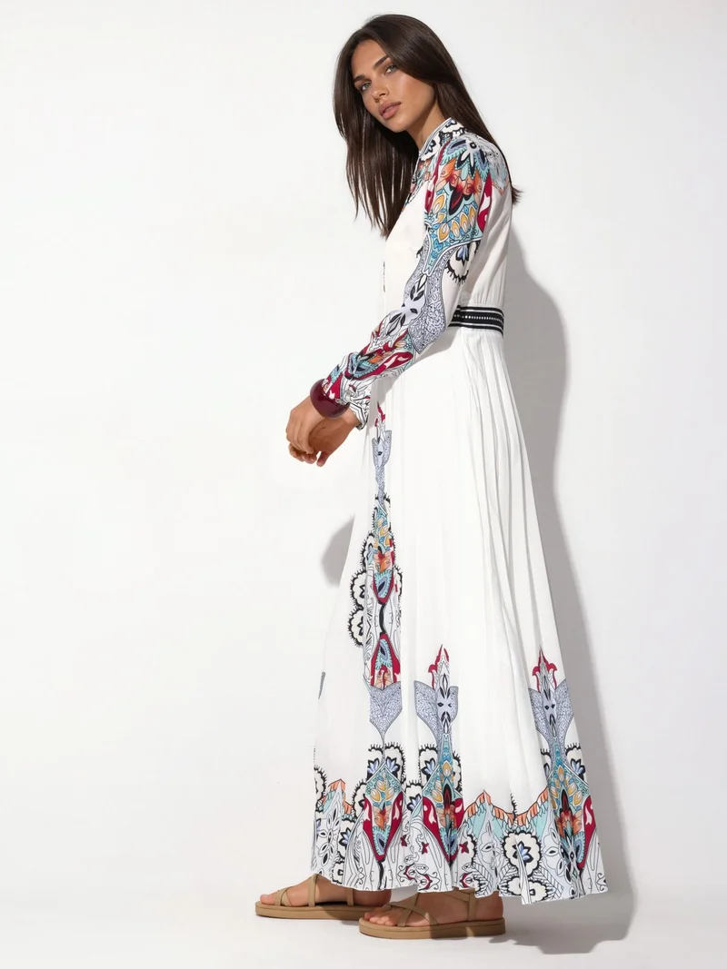 جينيفر Patterned Long Woven Maxi Dress