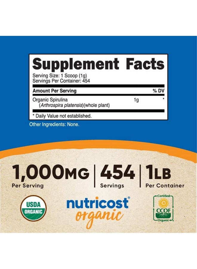 Nutricost Organic Spirulina Powder 1LB (2 Bottles) - 1g Per Serving - Image 2