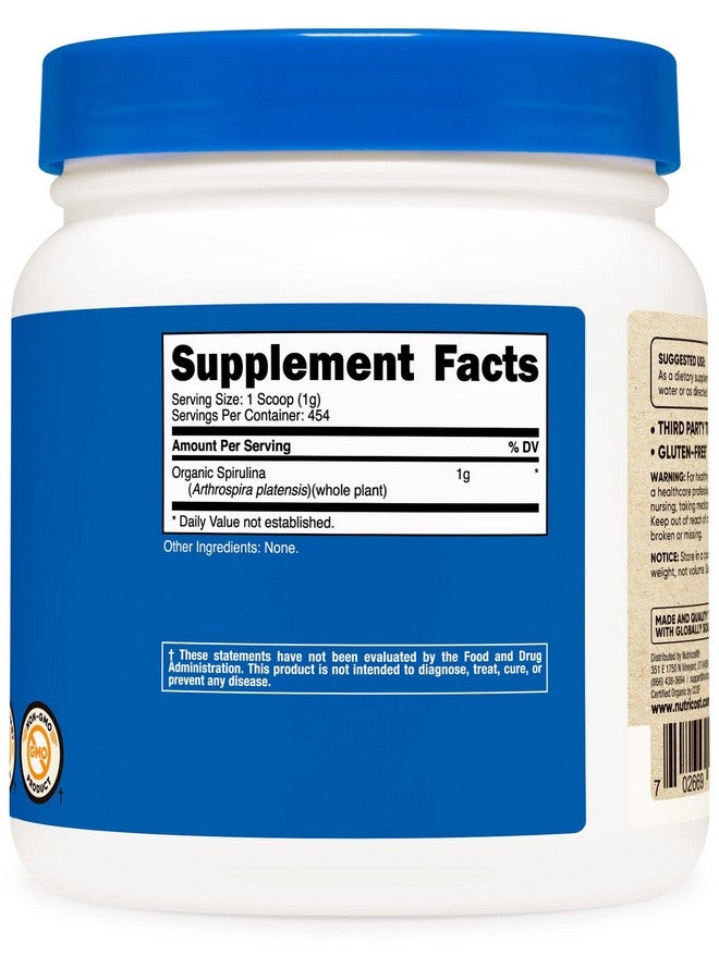 Nutricost Organic Spirulina Powder 1LB (2 Bottles) - 1g Per Serving - Image 4