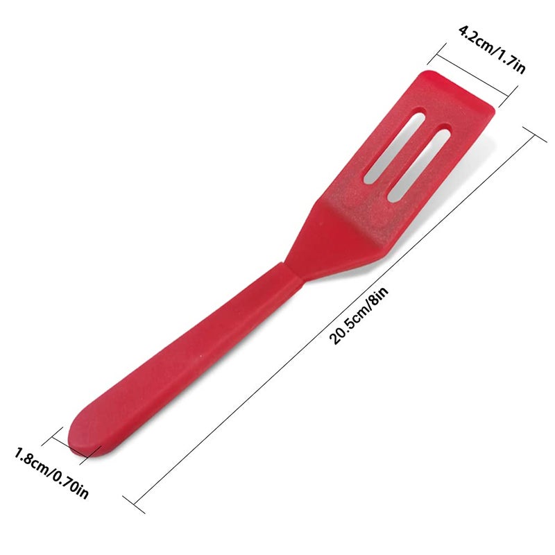 Dland DLAND 2 Pcs Mini Spatula Serving Spatula Flexible Nonstick Silicone Heat-Resistant Cookie Spatula Slotted Spatula for Flip Egg in Small Frying Pan Cookie Batter Cookware Cooking Baking(Red and Black)  - Image 2