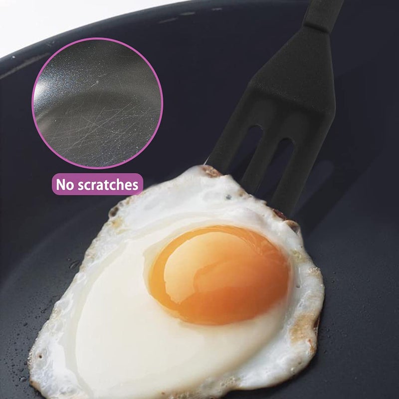 Dland DLAND 2 Pcs Mini Spatula Serving Spatula Flexible Nonstick Silicone Heat-Resistant Cookie Spatula Slotted Spatula for Flip Egg in Small Frying Pan Cookie Batter Cookware Cooking Baking(Red and Black)  - Image 4