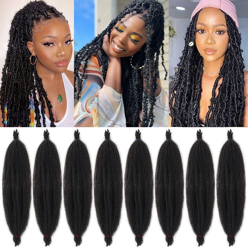 Xtrend 24 Inch Long PreSeparated Springy Afro Twist Hair 8 Packs Spring Twist Hair For Distressed Soft Locs Natural Black Marley Twist Braiding Hair Synthetic Hair Extension For Women 8 StrandsPack1B