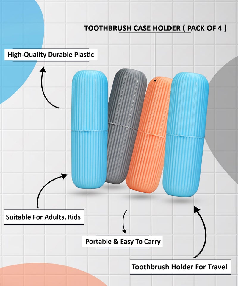 HASHFLOW Home (Set of 4) Toothbrush Holder | Toothbrush Box | Capsule Shape Toothpaste Holder | Brush Holder for Travel | Plastic Brush Holder | Bathroom Toothbrush Kit | Multicolor - Image 2
