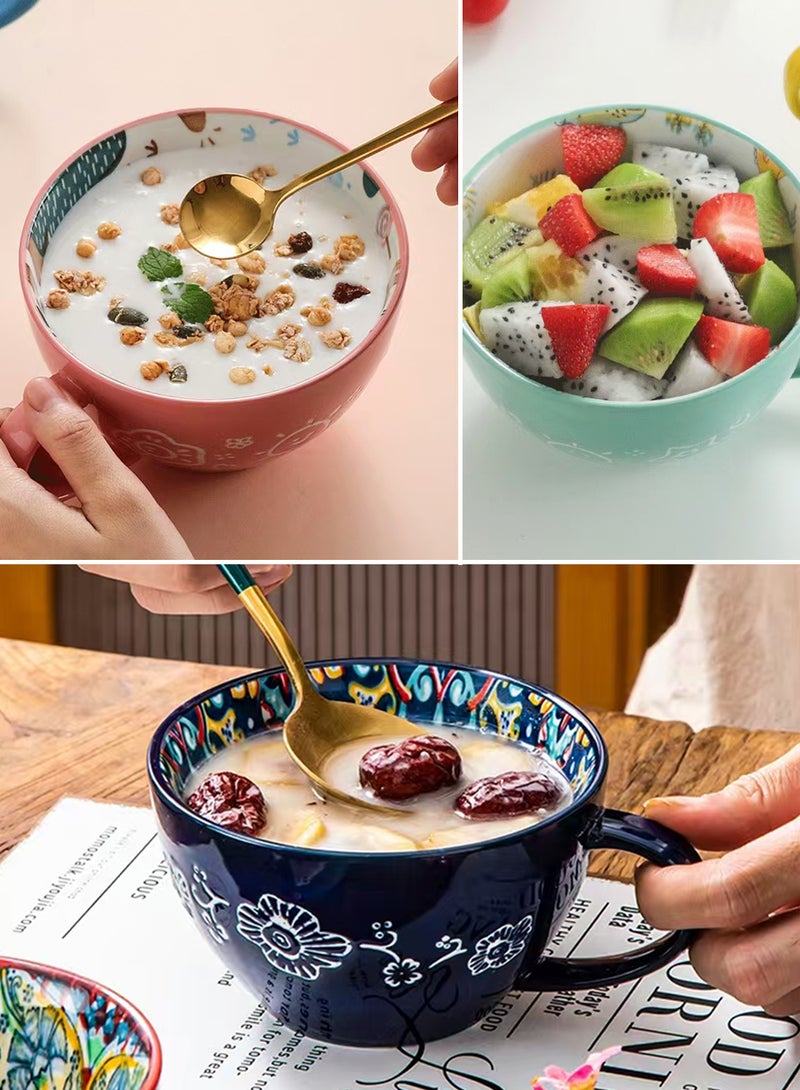 Ceramic Coffee Mug with Handle, Versatile Bohemian Style Gand-Painted Cup for Oatmeal, Milk, Fattoush, Oven, Dishwasher and Microwave Safe, 550ml (Yellow) - Image 5