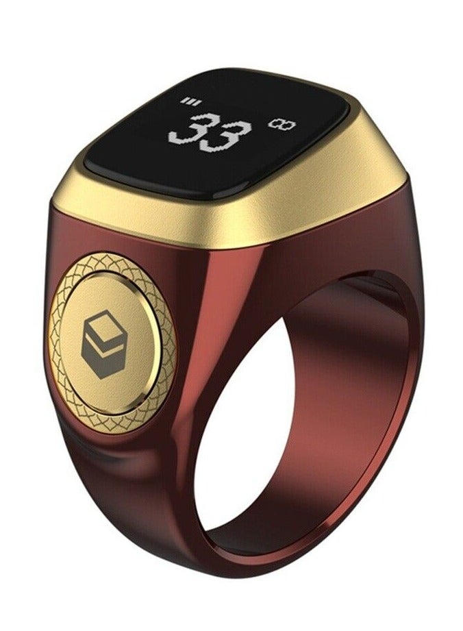 iQIBLA Iqibla Smart Tasbih Zikr Ring Muslim Prayer Prayer timing reminder OLED display Tasbih Counter Smart Ring Wearable Brown 18mm USB  - Image 1