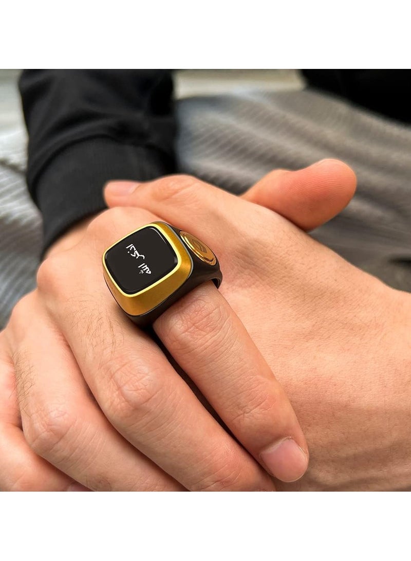 iQIBLA Iqibla Smart Tasbih Zikr Ring Muslim Prayer Prayer timing reminder OLED display Tasbih Counter Smart Ring Wearable Brown 18mm USB  - Image 4