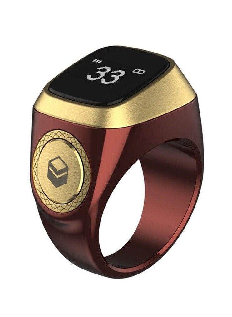 iQIBLA Iqibla Smart Tasbih Zikr Ring Muslim Prayer Prayer timing reminder OLED display Tasbih Counter Smart Ring Wearable Brown 18mm USB  - Image 3
