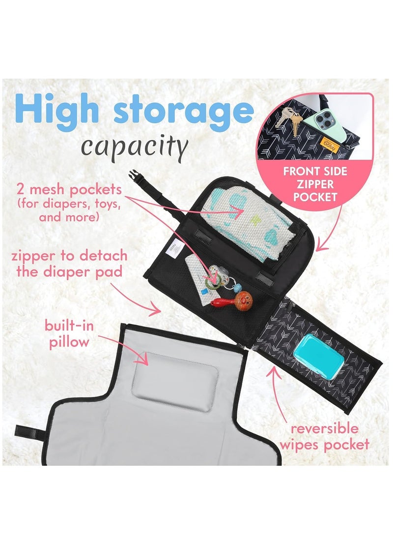 Generic Portable Diaper Changing Pad, Baby Changing pad for Newborn Girl and Boy Smart Wipes Pocket, Waterproof Travel Changing Kit Black Arrows  - Image 2