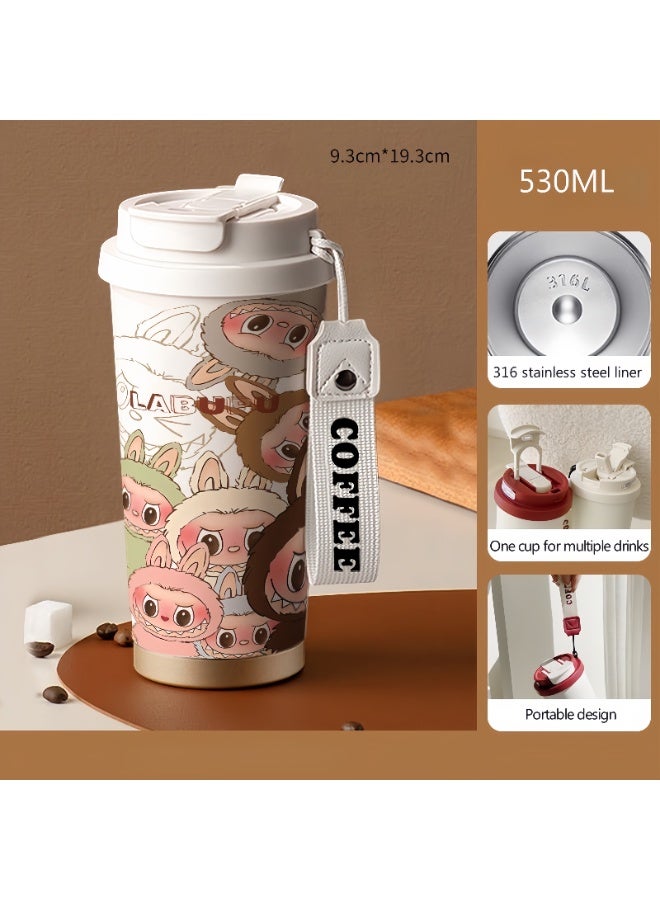 Labubu 316 Stainless Steel Vacuum Insulated Cup ,530ML Insulated Cold Coffee Cup - Image 1