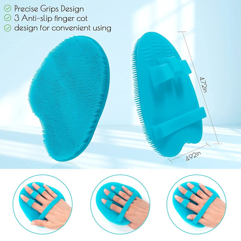 HOMMIESAFE 1 Pack Pure Silicone Food-grade Body Brush Shower Cleansing Scrubber Gentle Exfoliating Glove Soft Bristles (Blue) - Image 2