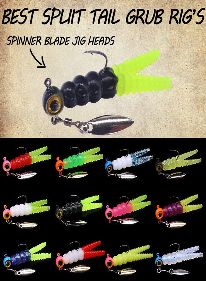 XFISHMAN Crappie-Baits- Plastics-Jig-Heads-Kit-Split-Tail Grub-Shad-Minnow-Fishing-Lures-for Crappie-Panfish-Bluegill-40 &135 Piece Kit(Split-Tail Grub 135 pc.KIT) - Image 5