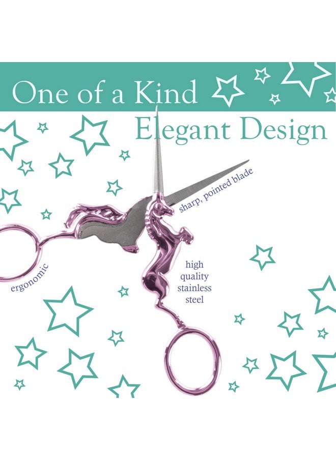 BambooMN - Jubileeyarn Unicorn Embroidery Craft Stainless Steel Scissors Purple 1 Pair - Image 1