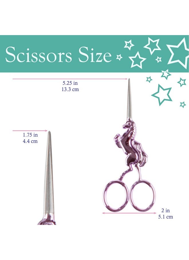 BambooMN - Jubileeyarn Unicorn Embroidery Craft Stainless Steel Scissors Purple 1 Pair - Image 1