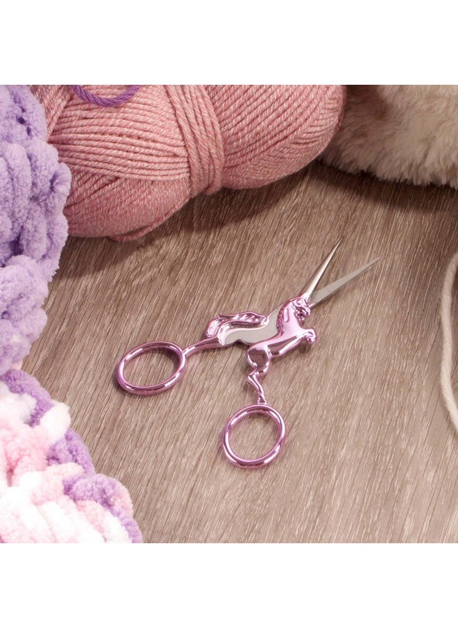 BambooMN - Jubileeyarn Unicorn Embroidery Craft Stainless Steel Scissors Purple 1 Pair - Image 1