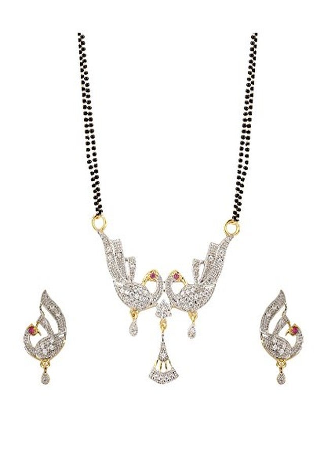 YouBella American Diamond Gold Plated Mangalsutra with Chain and Earrings for Women (Style 6) - Image 2