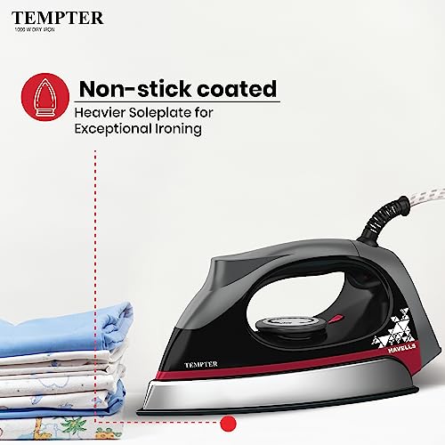 Havells Abs Tempter 1000 Watts Dry Iron Press With Greblon E2 Grade Non-Stick Coated Sole Plate Aerodynamic Design With Shock Proof Front 2 Year Warranty - Image 4