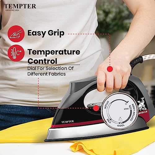 Havells Abs Tempter 1000 Watts Dry Iron Press With Greblon E2 Grade Non-Stick Coated Sole Plate Aerodynamic Design With Shock Proof Front 2 Year Warranty - Image 3