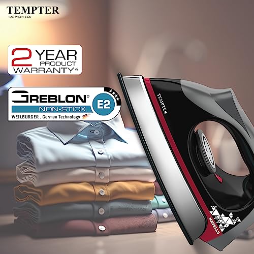 Havells Abs Tempter 1000 Watts Dry Iron Press With Greblon E2 Grade Non-Stick Coated Sole Plate Aerodynamic Design With Shock Proof Front 2 Year Warranty - Image 2