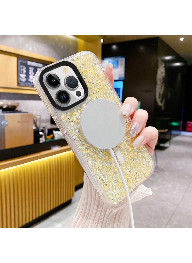 اس-توب جراب هاتف iPhone 15 Gold Armor MagSafe Glitter Epoxy - Image 5