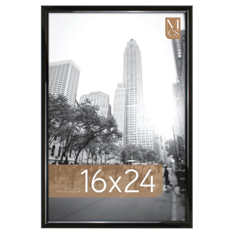 MCS Trendsetter 16x24 Poster Frame Black High-Gloss, Vertical & Horizontal Wall Hanging Large Picture Frame for Photos, Posters & Art Prints (1-Pack) - Image 1