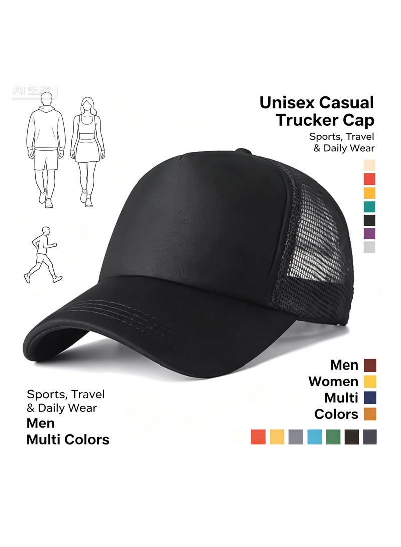 Blank Mesh Trucker Cap, Adjustable Baseball Sun Hat, Breathable Mesh Back Cap, Casual Sports Trucker Hat for Men Women, Multi‑Color Unisex Outdoor Cap - Image 5