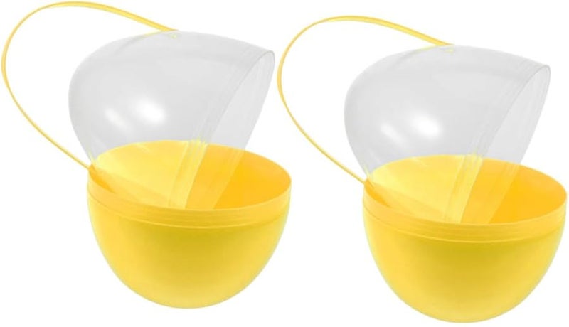 Large Fillable Easter Eggs with Handle Yellow Plastic Eggs for Treats Party Favors - Image 1