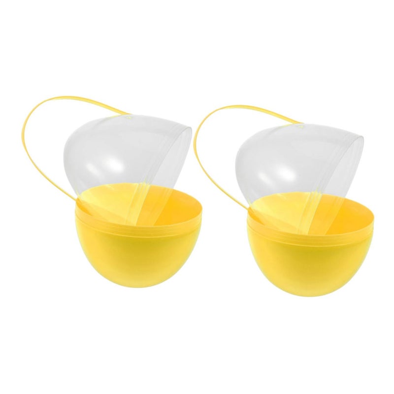 Large Fillable Easter Eggs with Handle Yellow Plastic Eggs for Treats Party Favors - Image 2