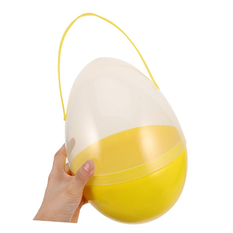 Large Fillable Easter Eggs with Handle Yellow Plastic Eggs for Treats Party Favors - Image 5