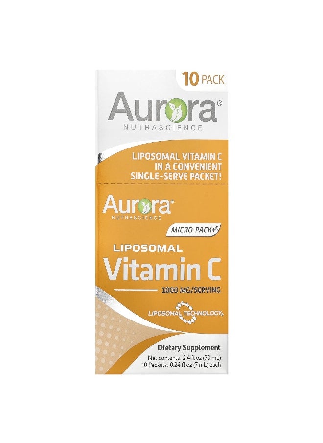 Aurora Nutrascience - Aurora Nutrascience, Micro-Pack+®, Liposomal Vitamin C, 1,000 mg, 10 Packets, 0.24 fl oz (7 ml) Each - Image 1