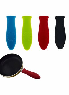 Silicone Hot Handle Holder, Potholder for Cast Iron Skillets, Rubber Pot Handle Sleeve Heat Resistant for Frying Pans & Griddles Sleeve Grip Handle Cover,Metal cookware Handles, Red,Black,Blue,Green
