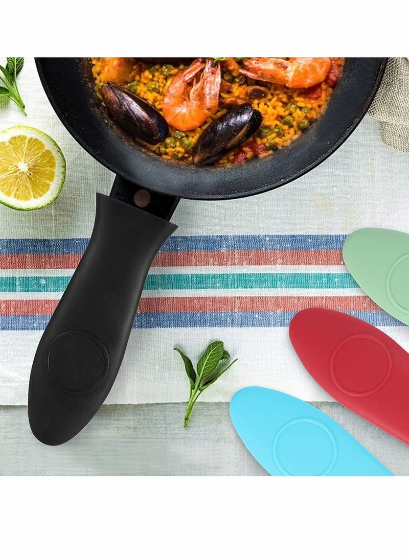 Excefore - Silicone Hot Handle Holder, Potholder for Cast Iron Skillets, Rubber Pot Handle Sleeve Heat Resistant for Frying Pans & Griddles Sleeve Grip Handle Cover,Metal cookware Handles, Red,Black,Blue,Green - Image 1
