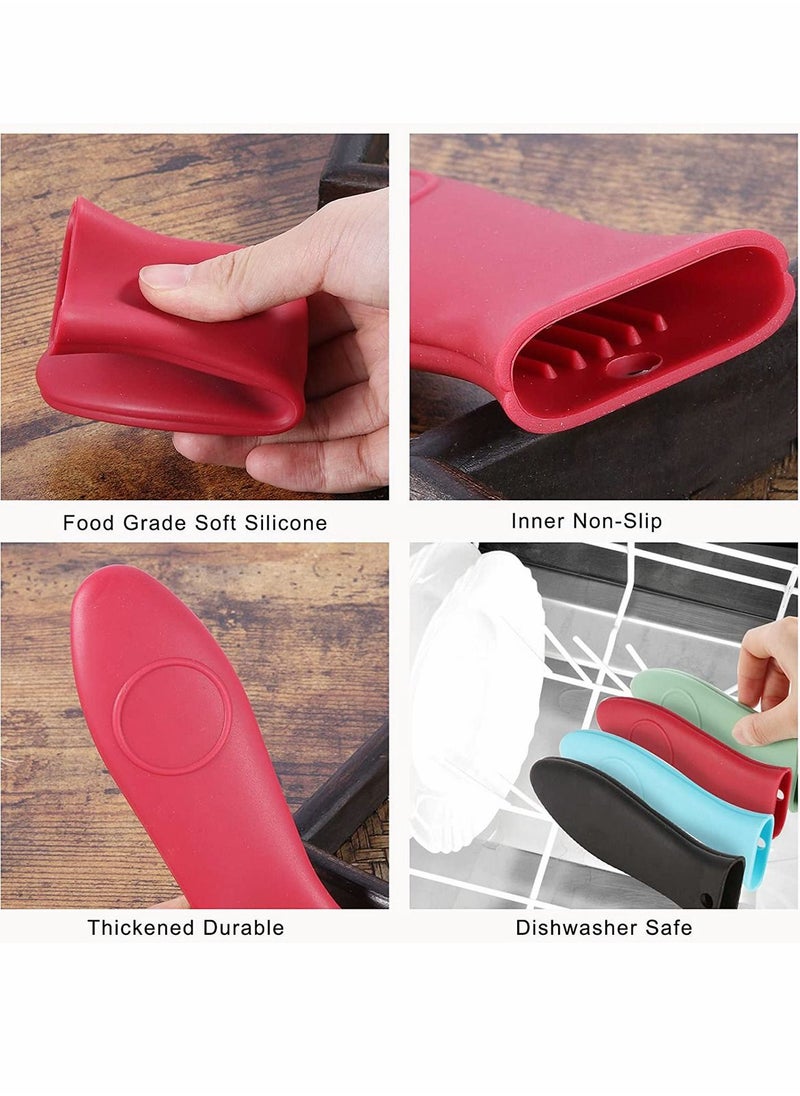 Excefore - Silicone Hot Handle Holder, Potholder for Cast Iron Skillets, Rubber Pot Handle Sleeve Heat Resistant for Frying Pans & Griddles Sleeve Grip Handle Cover,Metal cookware Handles, Red,Black,Blue,Green - Image 1