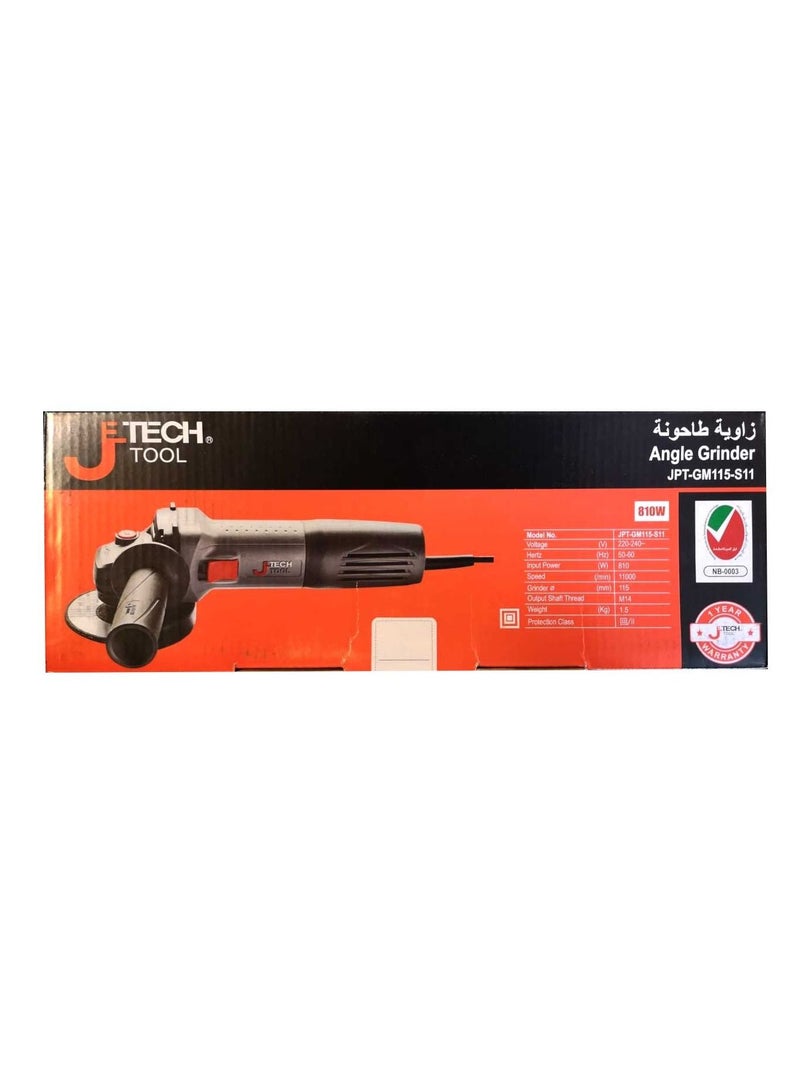 Jetech Angle Grinder 810W 115mm Heavy Duty,11000 RPM, Angle Grinder with Slider Switch and Side Handle, JET-JPT-GM115-S11 - Image 2