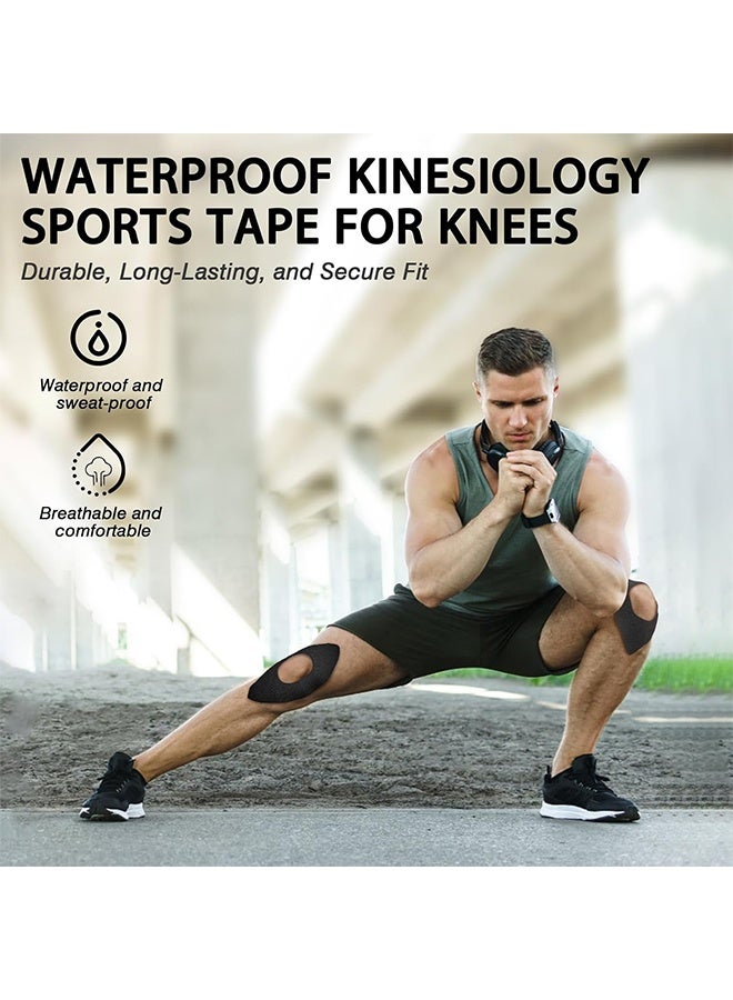 Lemon 4 Pcs Kinesiology Tape for Knees, Precut Kinesiology Tape for Knee Pain Relief & Support, Waterproof & Elastic Athletic Tape for Knee Stability, Breathable & Comfortable Kinesiology Tape Precut - Image 4