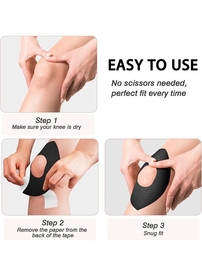 Lemon 4 Pcs Kinesiology Tape for Knees, Precut Kinesiology Tape for Knee Pain Relief & Support, Waterproof & Elastic Athletic Tape for Knee Stability, Breathable & Comfortable Kinesiology Tape Precut - Image 3