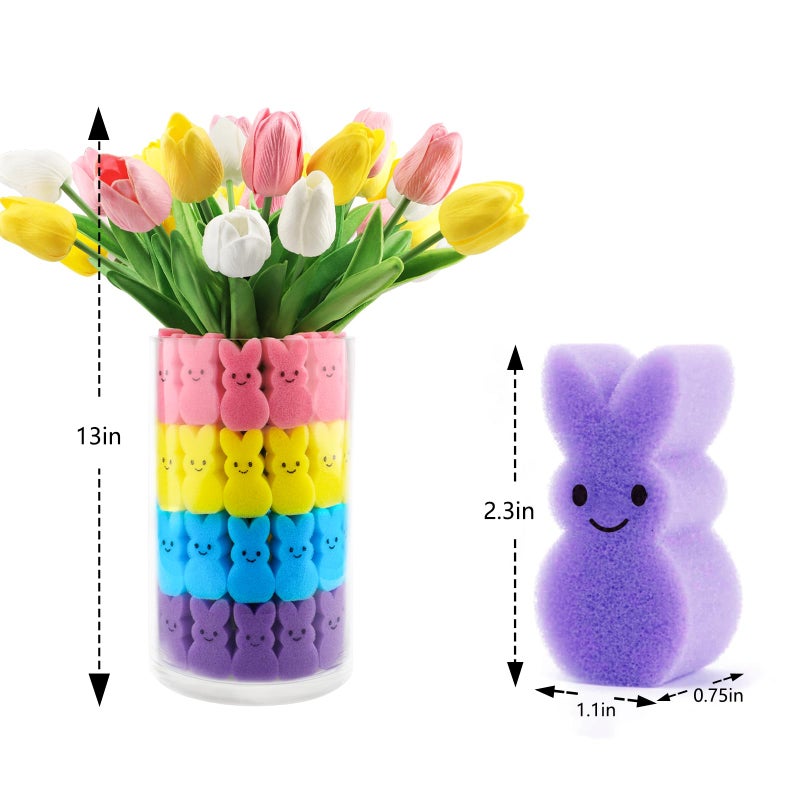 Labrostar Easter Decorations Easter Decor 15pcs Artificial Tulips with 48pcs Bunnies Vase Filler Spring Decor Home Indoor Decoration Centerpieces for Tables - Image 4