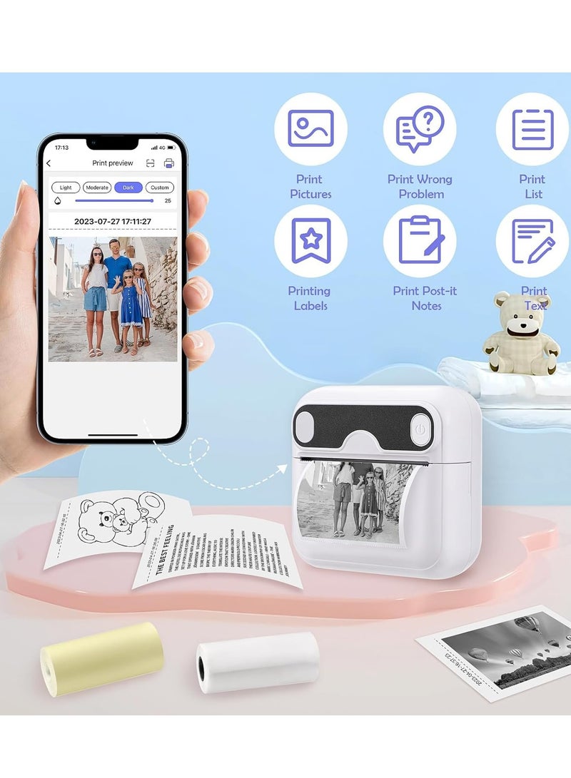 KASTWAVE Mini Printer, Portable Printer, T02 Pocket Sticker, Receipt Printer, Mini Printer Sticker Maker, Bluetooth Mobile Thermal Printer for Journal, Notes, Photo iPhone, Compatible with iOS&Android, iPhone - Image 2