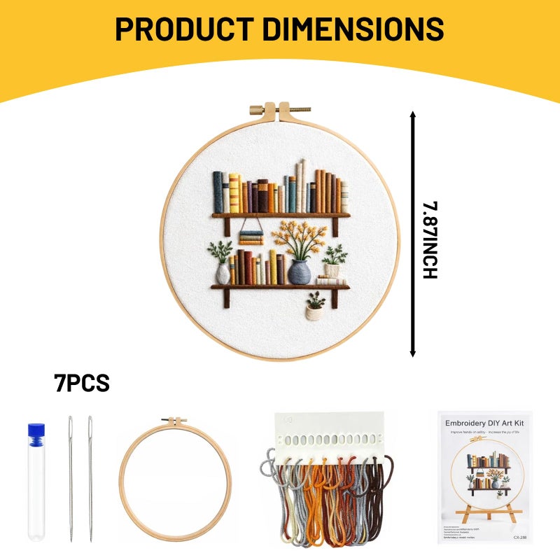 CZFSWT Embroidery Kit, Embroidery Kit for Beginners, Cross Stitch Kit with Instructions, 20cm Bamboo Embroidery Hoop Suitable for Home Decor and Gifts - Image 2