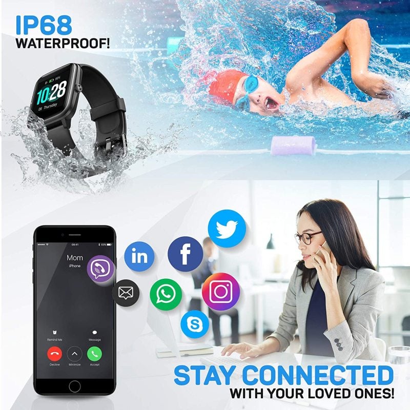 Smart Fitness Tracker: IP68 Waterproof 1.3-Inch Touch Screen, 10-Day Battery Life - Heart Rate & Step Counter Smart Watch for Android, iOS, Active Lifestyle Enthusiasts - Image 2