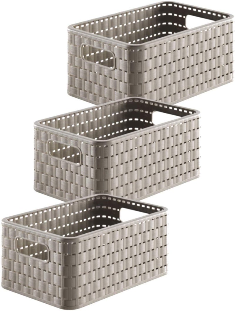 Rotho Country Set of 3 Storage Baskets 6 Litre Plastic PP BPAfree Cappuccino 3 x A56 Litre 280 x 185 x 126 cm